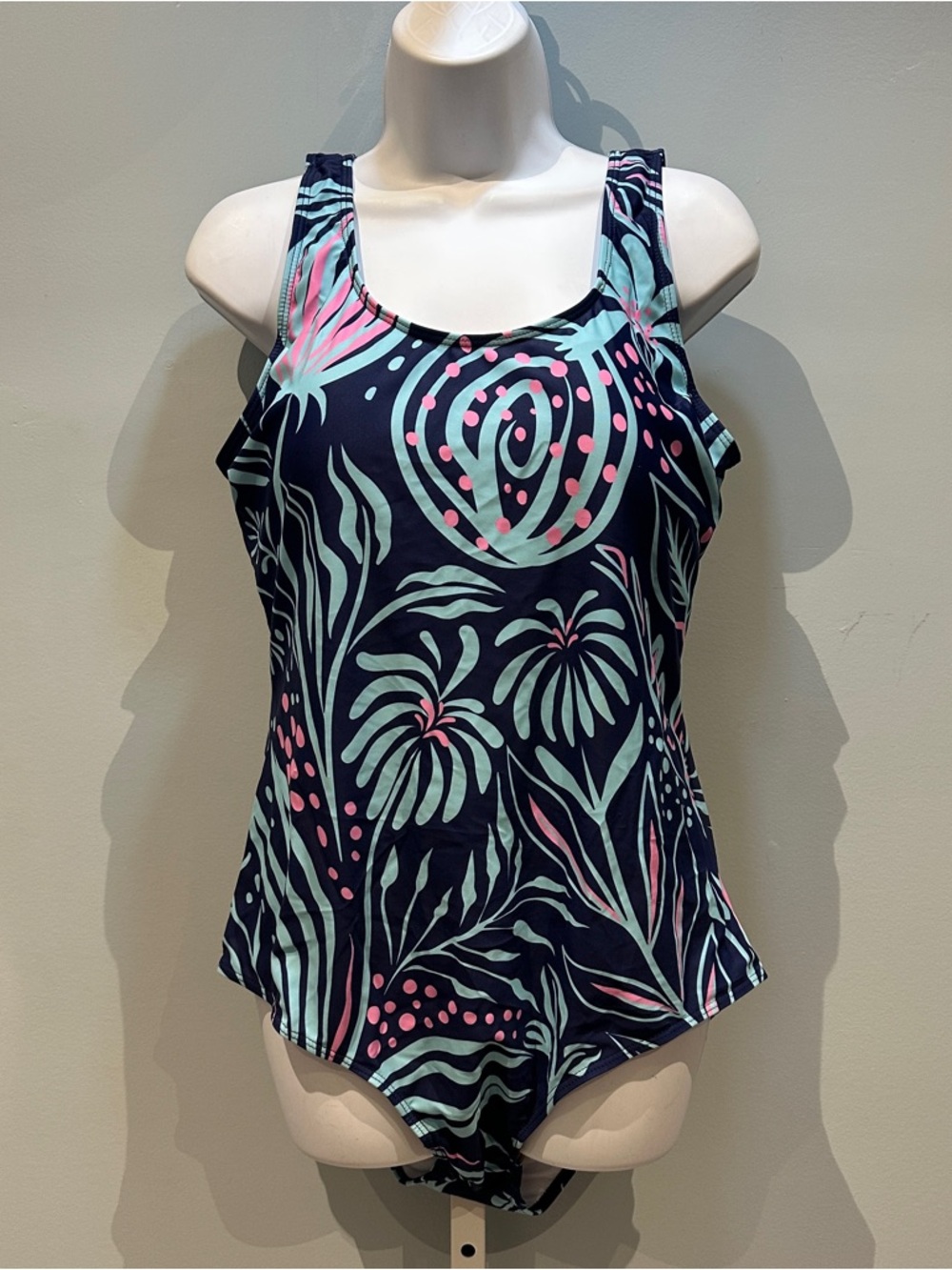 Blue and Pink Floral One-Piece Swimsuit XXL NWOT - Picture 3 of 14